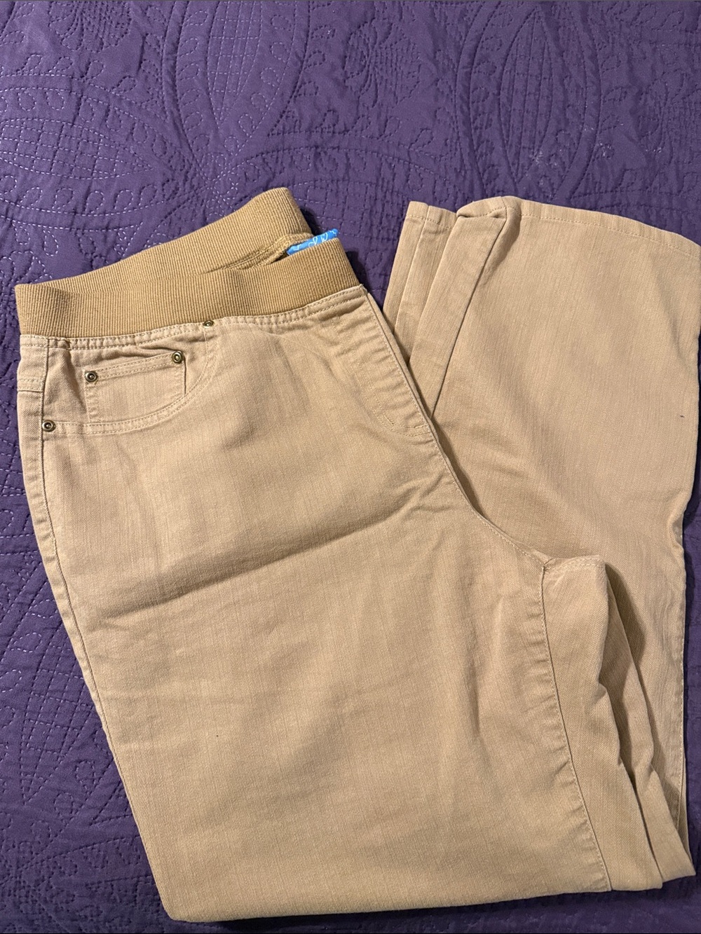 Women's Pull-On Stretch Chinos in Tan Lark Lane 18W